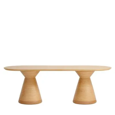 GFRC Dining Table with Dual Conical Pedestal Base