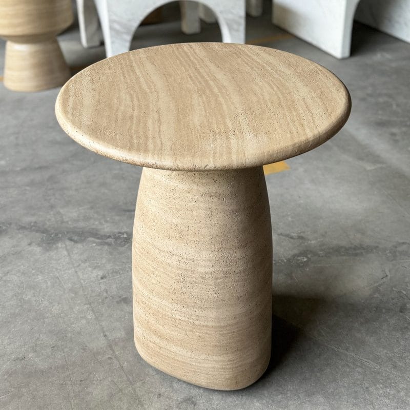 GFRC Side Table with Rounded Pedestal Base