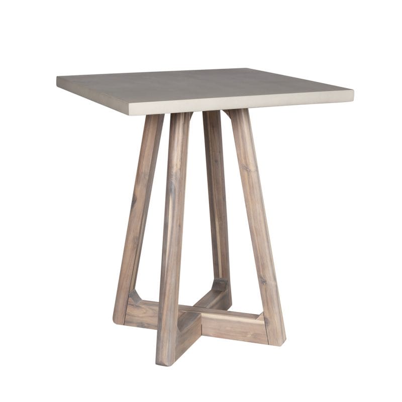 GFRC and Wood Bar Table with Cross-Leg Base