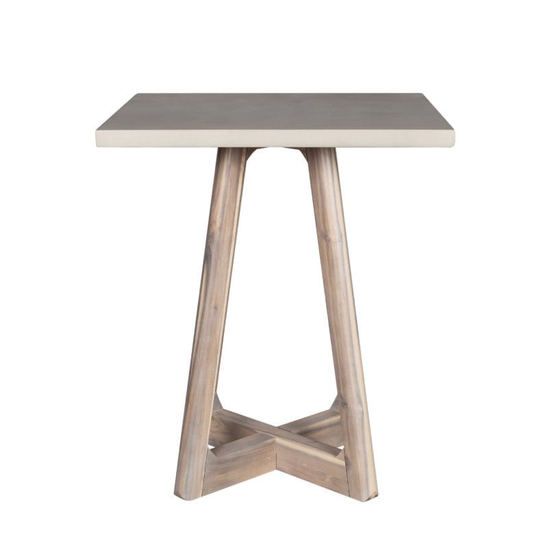 GFRC and Wood Bar Table with Cross-Leg Base