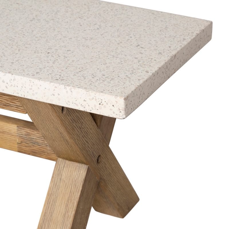 GFRC and Wood Bench with Cross-Leg Structural Frame