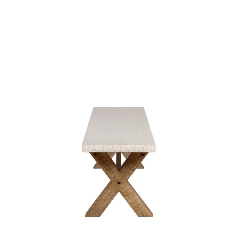 GFRC and Wood Bench with Cross-Leg Structural Frame