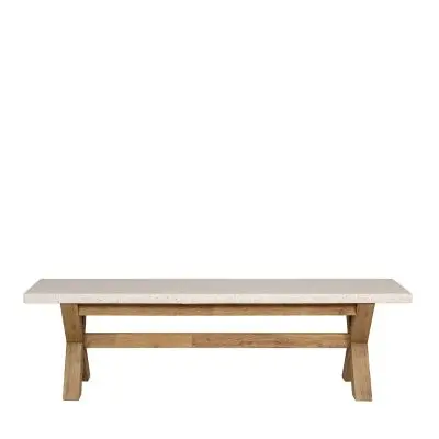 GFRC and Wood Bench with Cross-Leg Structural Frame