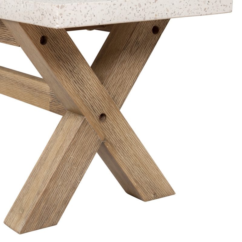 GFRC and Wood Bench with Cross-Leg Structural Frame