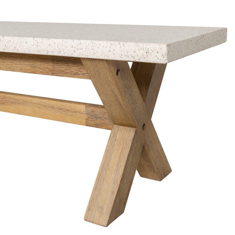 GFRC and Wood Bench with Cross-Leg Structural Frame