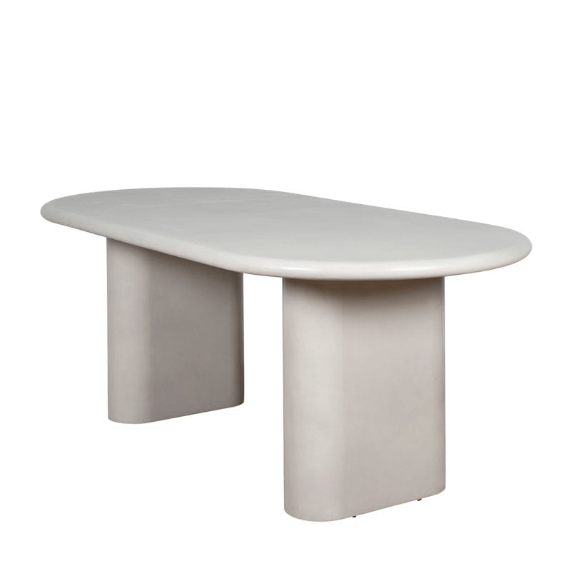 Oval GFRC Dining Table with Dual Cylindrical Pedestal Base