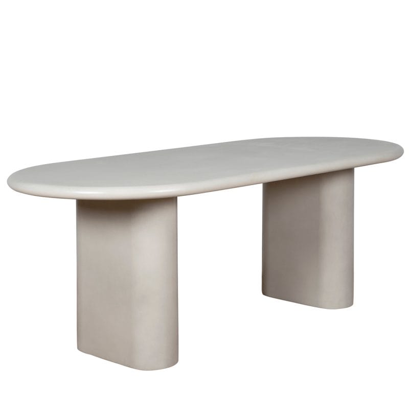 Oval GFRC Dining Table with Dual Cylindrical Pedestal Base