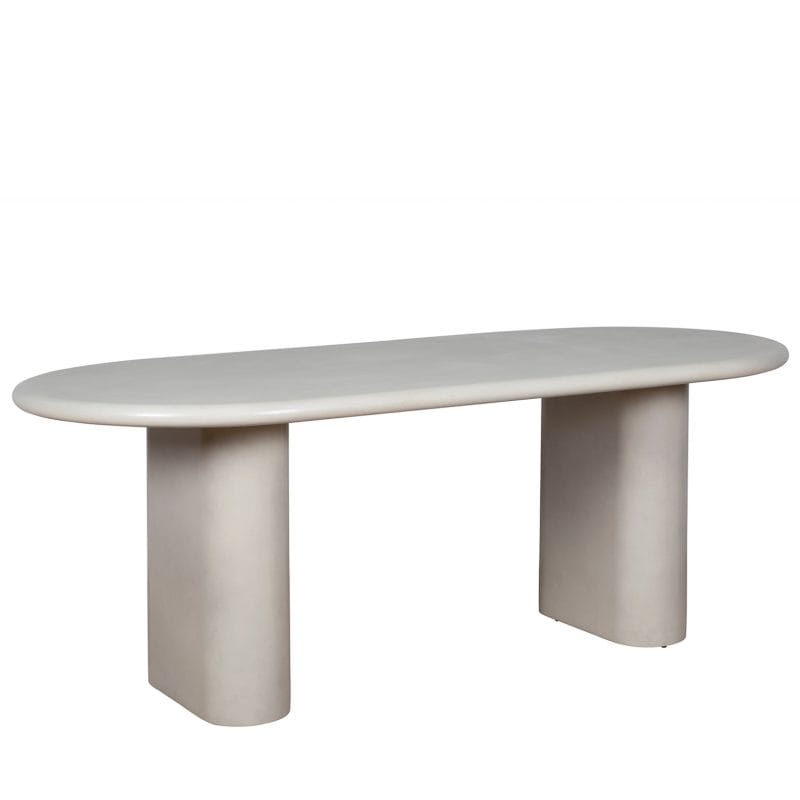 Oval GFRC Dining Table with Dual Cylindrical Pedestal Base