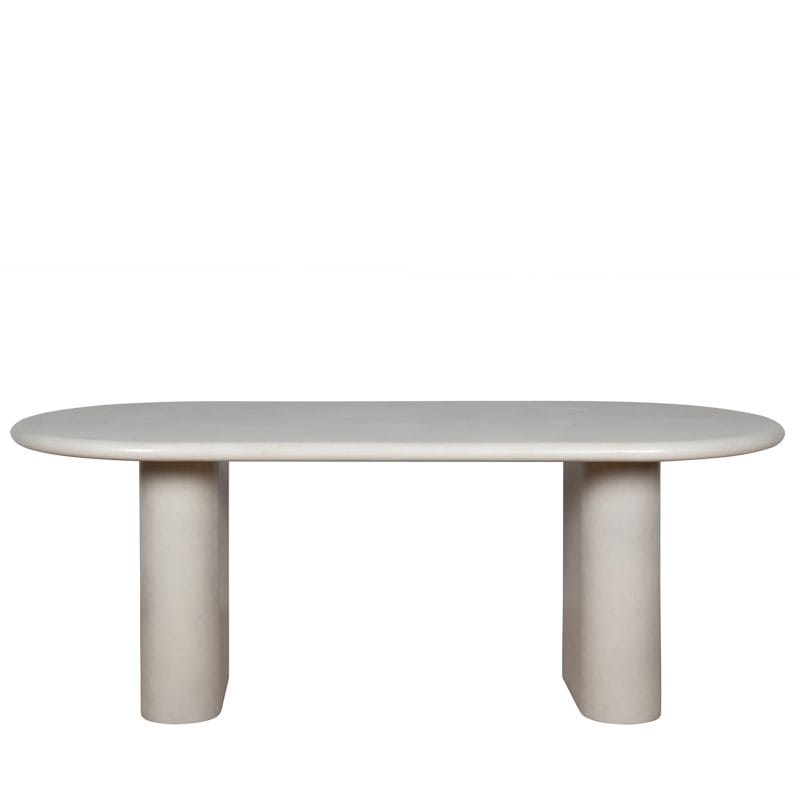Oval GFRC Dining Table with Dual Cylindrical Pedestal Base