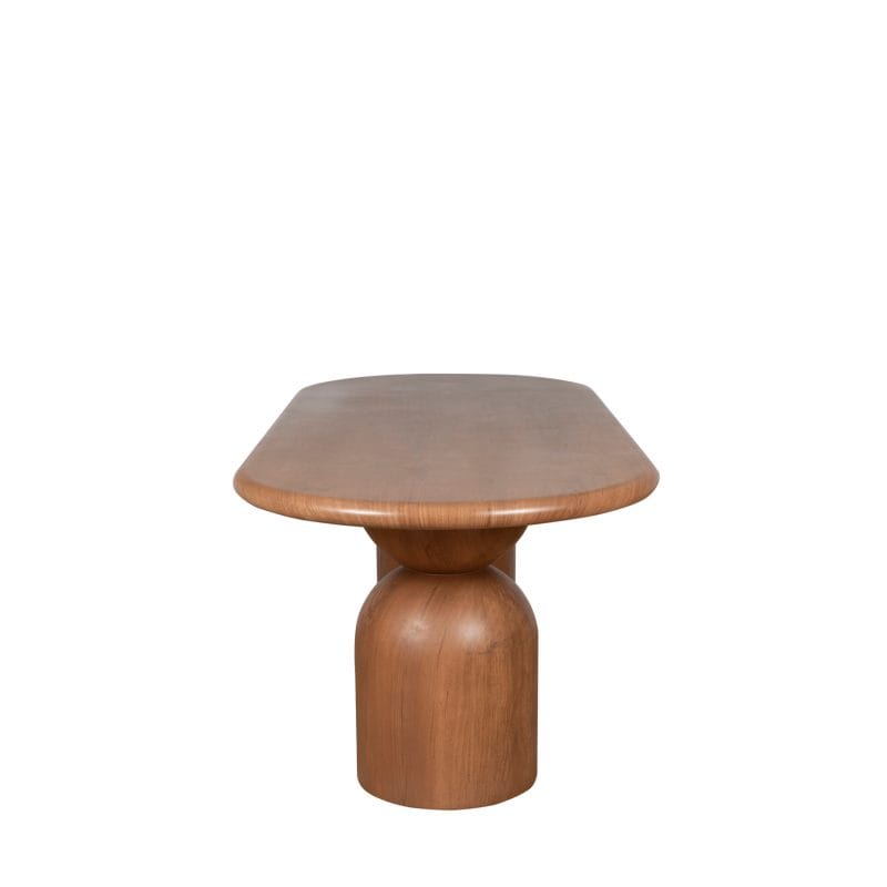 Oval GFRC Dining Table with Dual-Sphere Pedestal Base