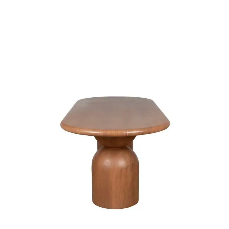 Oval GFRC Dining Table with Dual-Sphere Pedestal Base