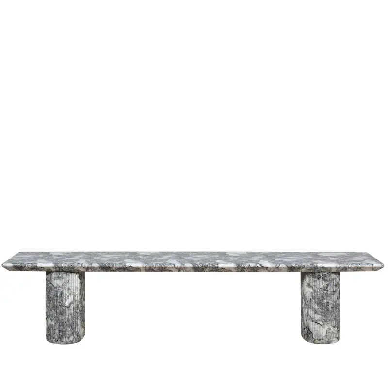 Rectilinear GFRC Bench with Dual Slot Pedestal Base