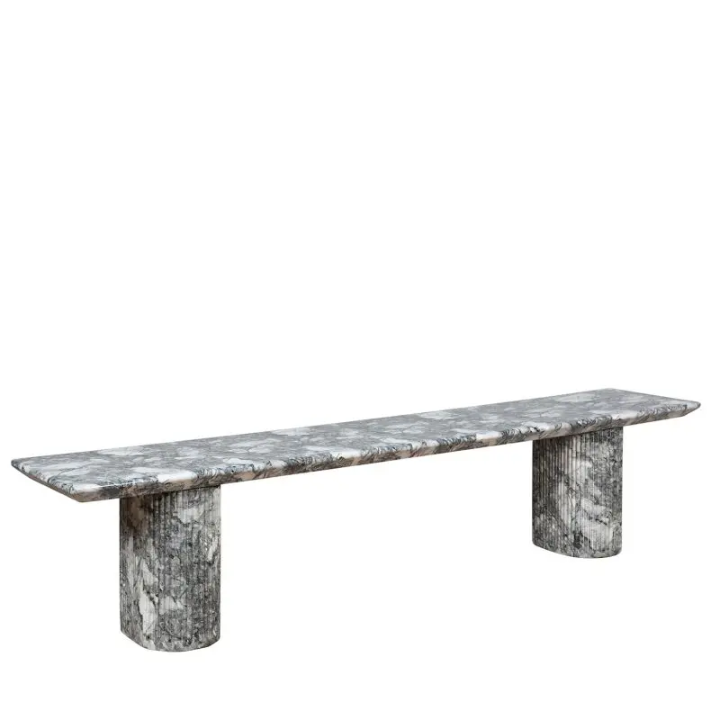 Rectilinear GFRC Bench with Dual Slot Pedestal Base