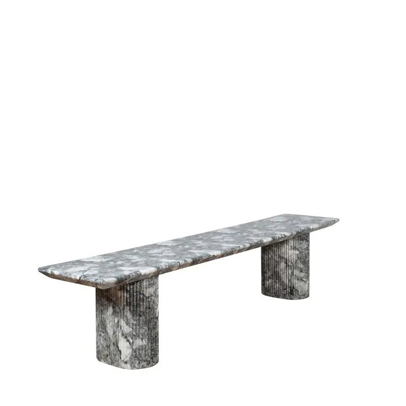 Rectilinear GFRC Bench with Dual Slot Pedestal Base