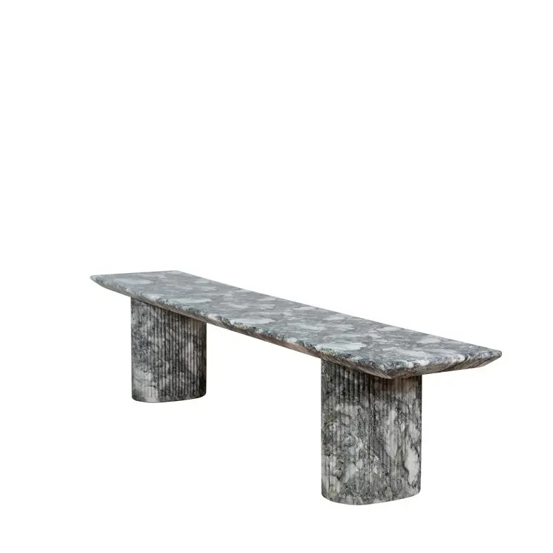 Rectilinear GFRC Bench with Dual Slot Pedestal Base