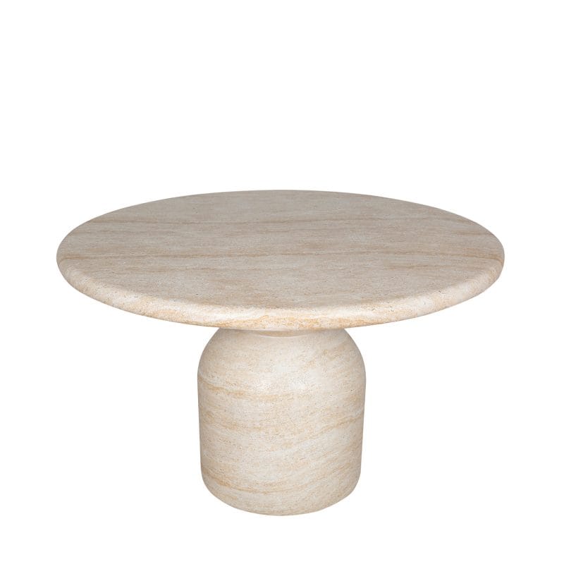 Round GFRC Dining Table with Dual-Sphere Pedestal Base