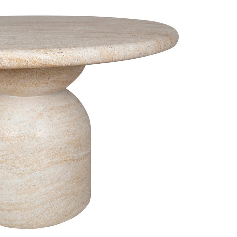 Round GFRC Dining Table with Dual-Sphere Pedestal Base