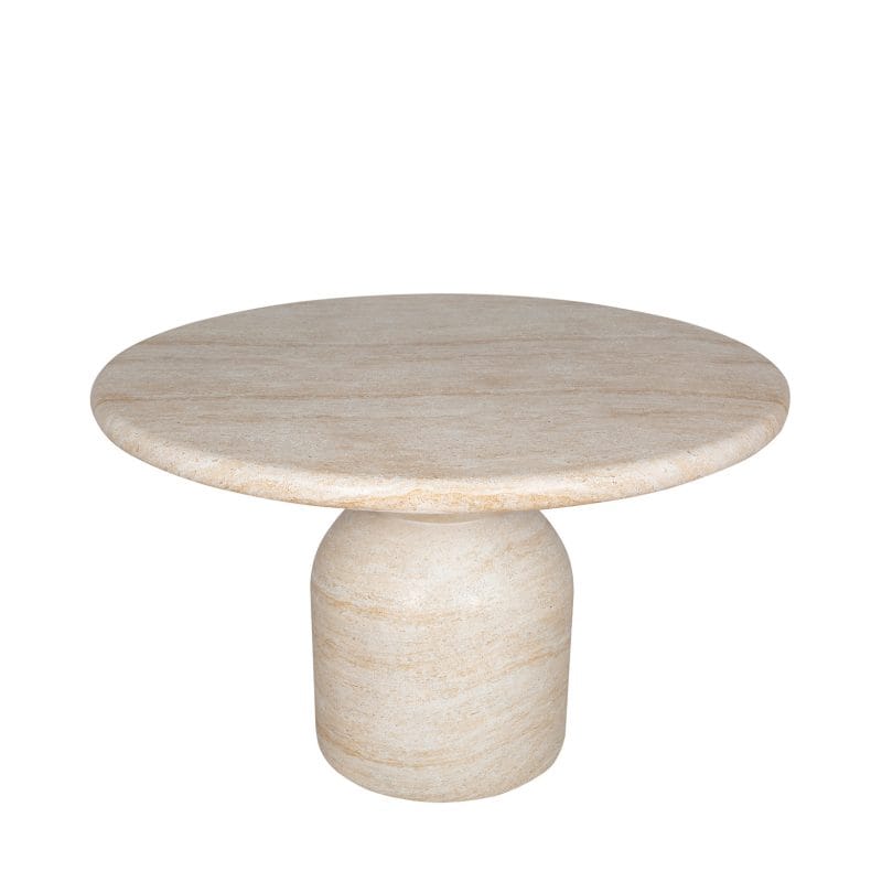 Round GFRC Dining Table with Dual-Sphere Pedestal Base