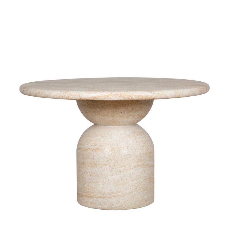 Round GFRC Dining Table with Dual-Sphere Pedestal Base