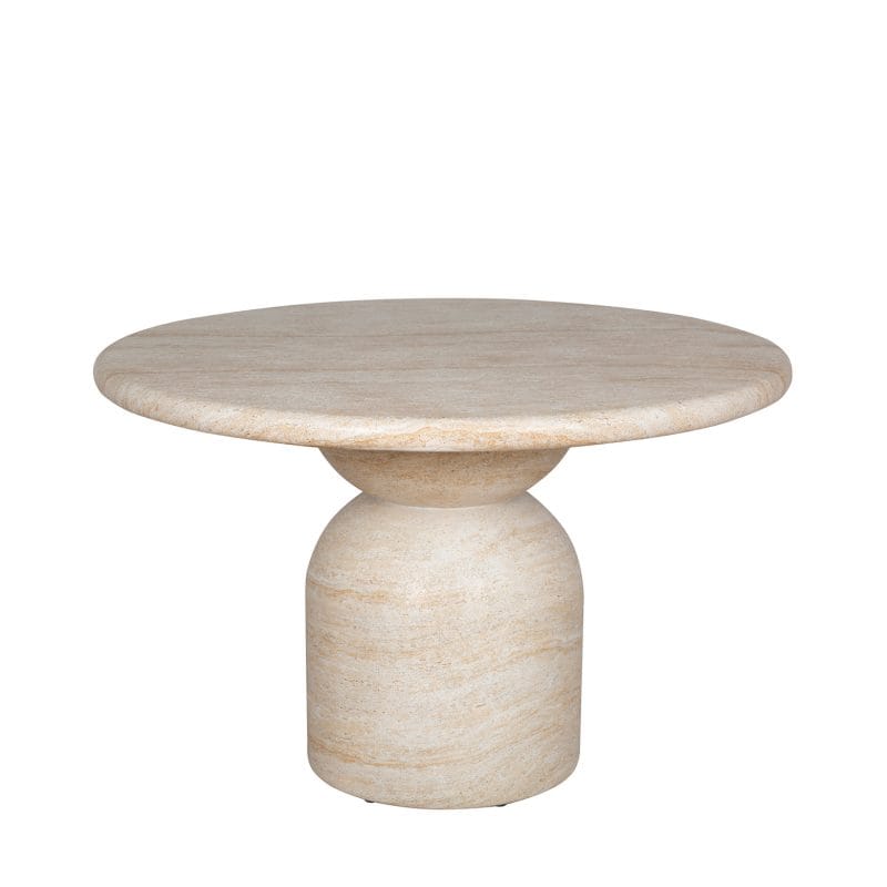 Round GFRC Dining Table with Dual-Sphere Pedestal Base