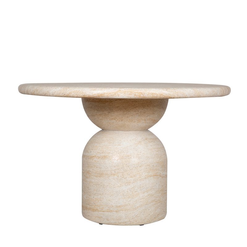 Round GFRC Dining Table with Dual-Sphere Pedestal Base