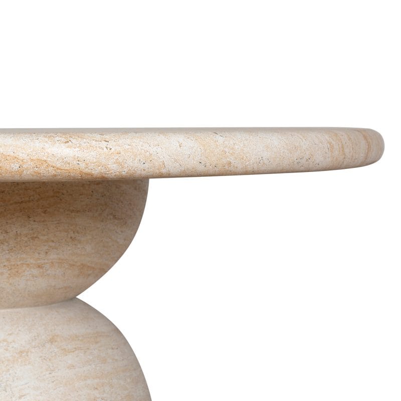 Round GFRC Dining Table with Dual-Sphere Pedestal Base