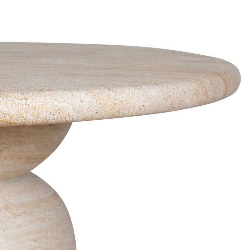 Round GFRC Dining Table with Dual-Sphere Pedestal Base