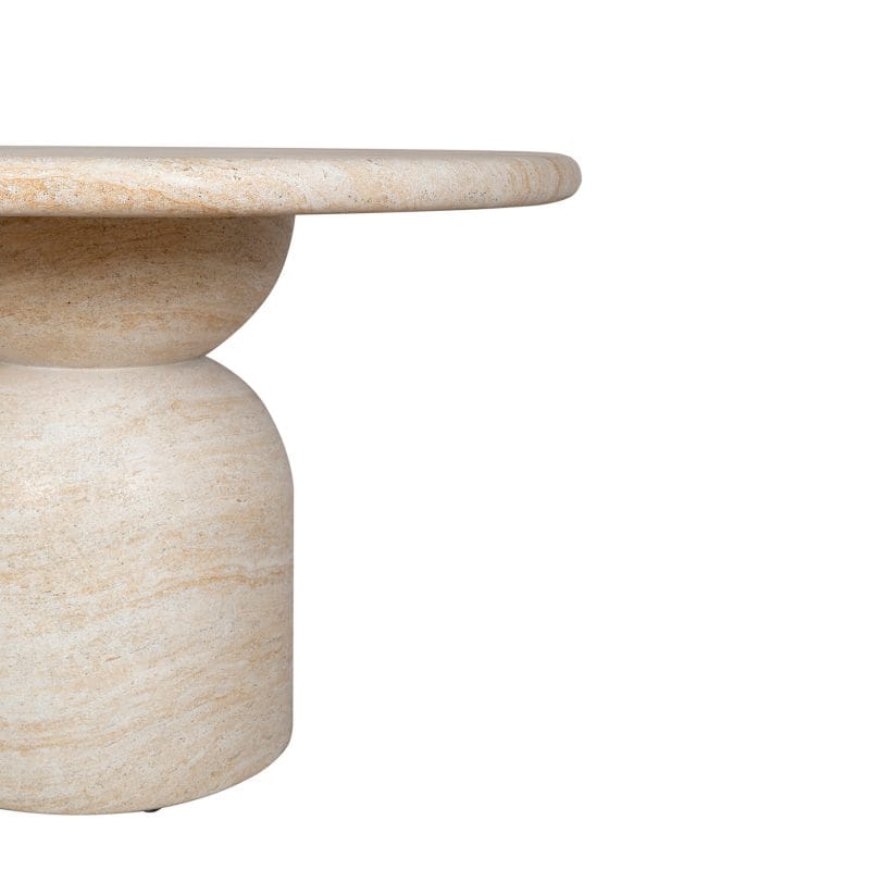 Round GFRC Dining Table with Dual-Sphere Pedestal Base
