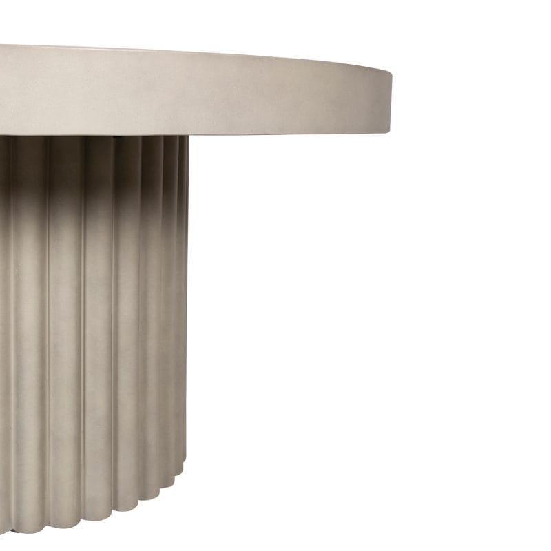 Round GFRC Dining Table with Fluted Cylindrical Pedestal Base