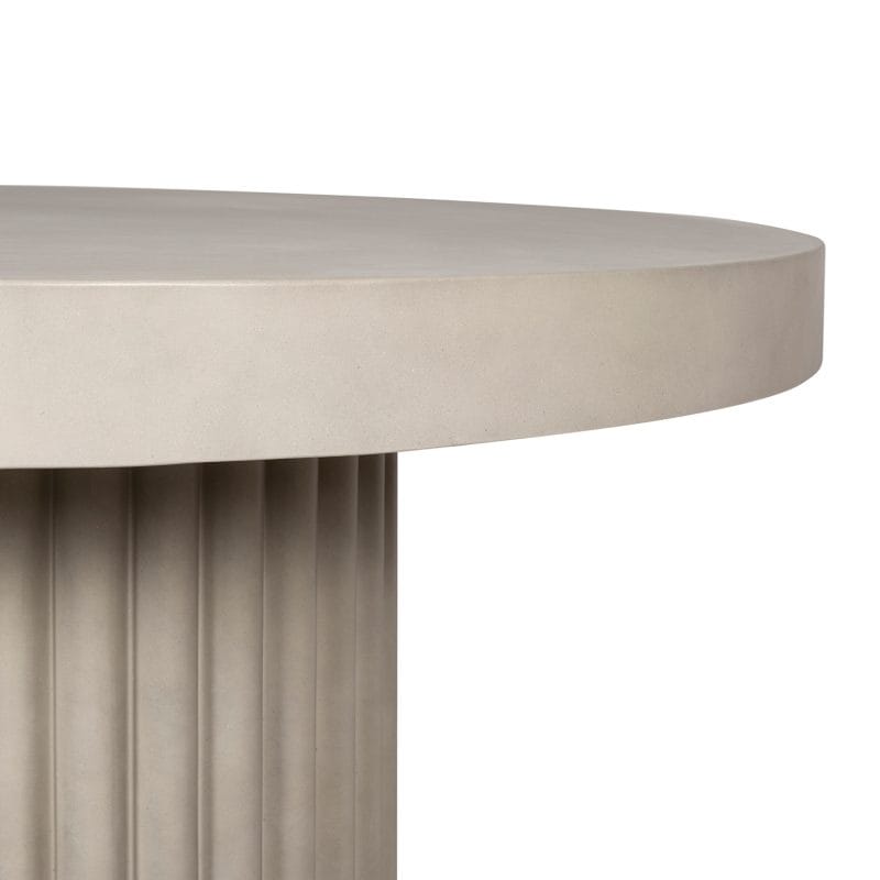 Round GFRC Dining Table with Fluted Cylindrical Pedestal Base