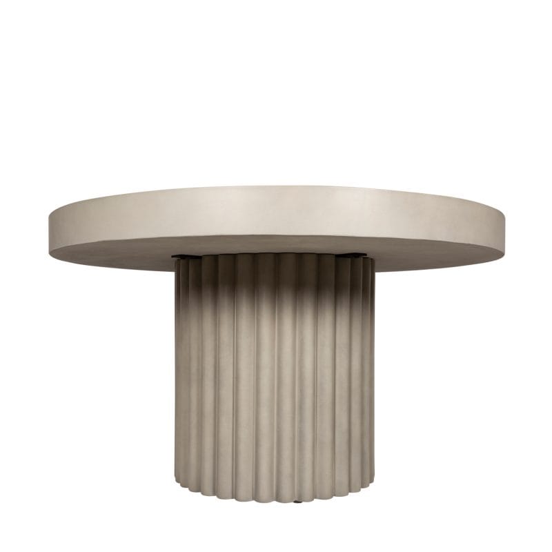 Round GFRC Dining Table with Fluted Cylindrical Pedestal Base