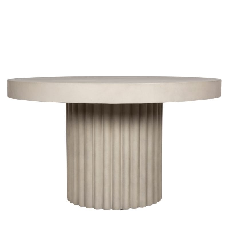 Round GFRC Dining Table with Fluted Cylindrical Pedestal Base