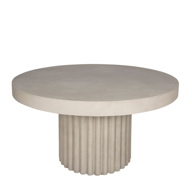 Round GFRC Dining Table with Fluted Cylindrical Pedestal Base