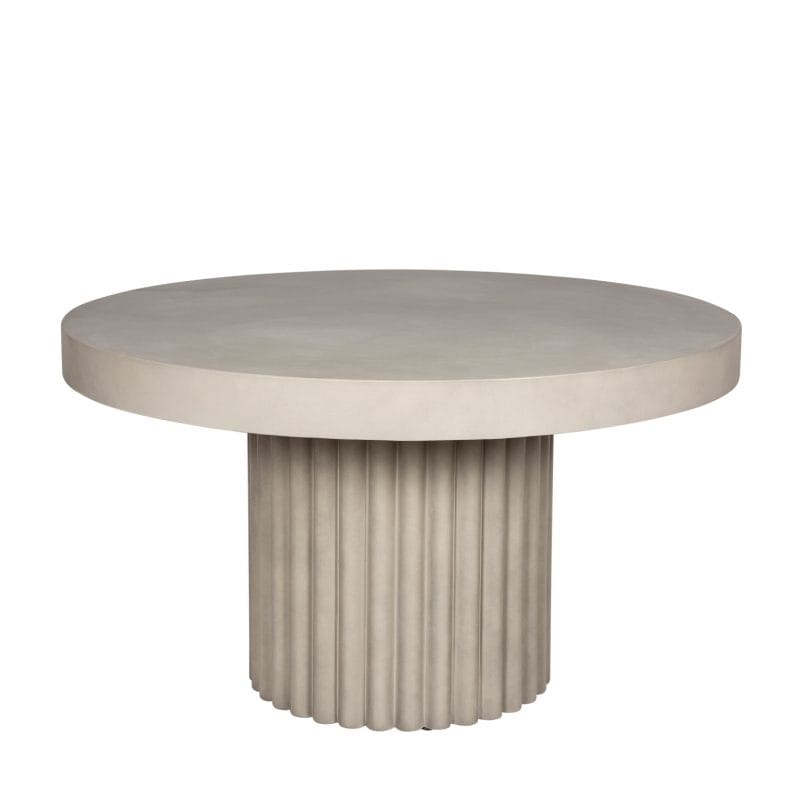 Round GFRC Dining Table with Fluted Cylindrical Pedestal Base