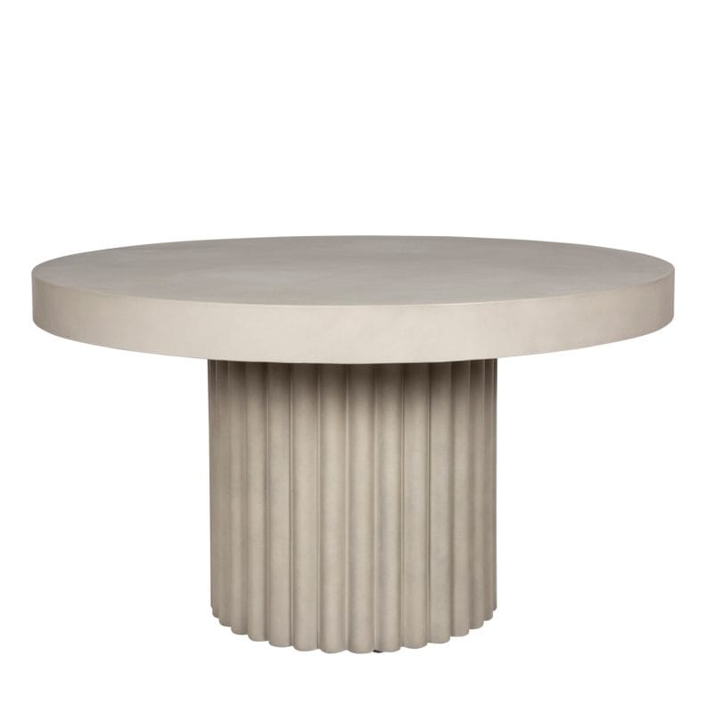 Round GFRC Dining Table with Fluted Cylindrical Pedestal Base