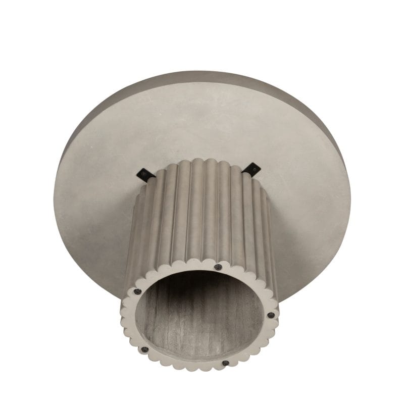 Round GFRC Dining Table with Fluted Cylindrical Pedestal Base