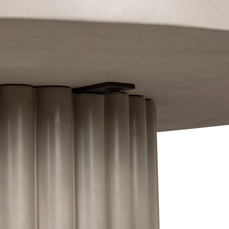 Round GFRC Dining Table with Fluted Cylindrical Pedestal Base