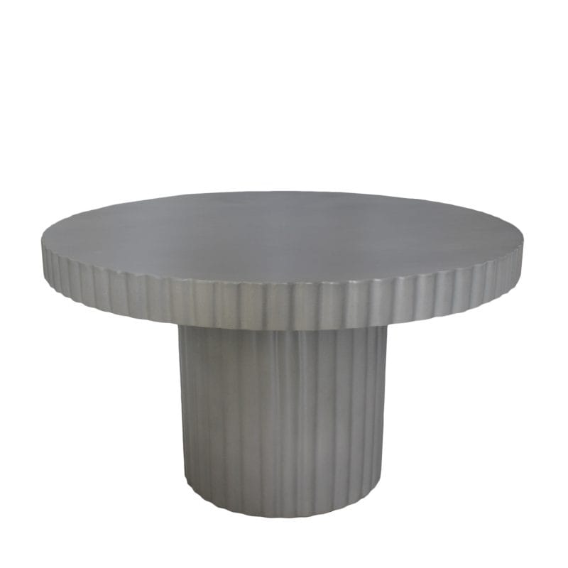 Round GFRC Dining Table with Fluted Edge and Cylindrical Pedestal Base