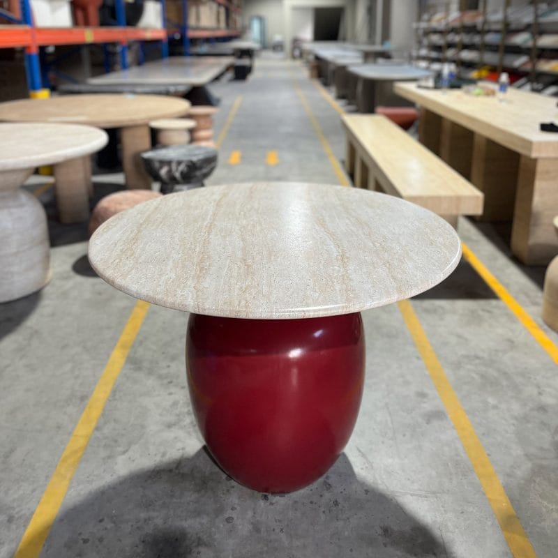 Round GFRC Dining Table with Spherical Pedestal Base