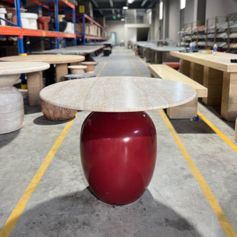Round GFRC Dining Table with Spherical Pedestal Base