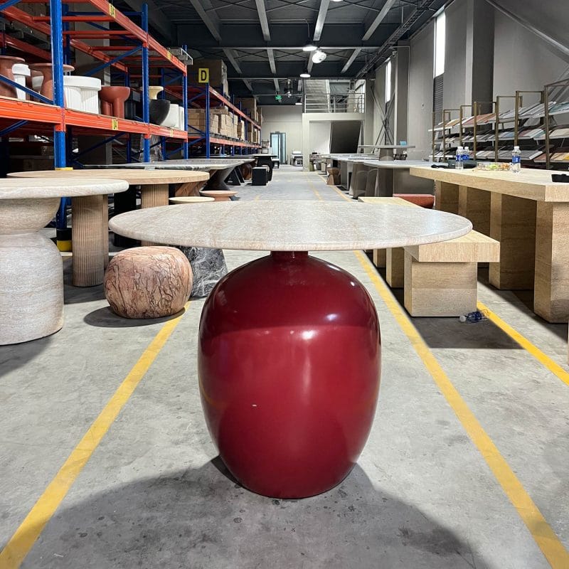 Round GFRC Dining Table with Spherical Pedestal Base