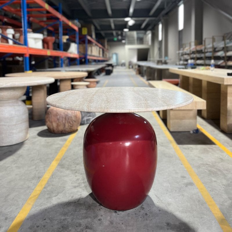 Round GFRC Dining Table with Spherical Pedestal Base