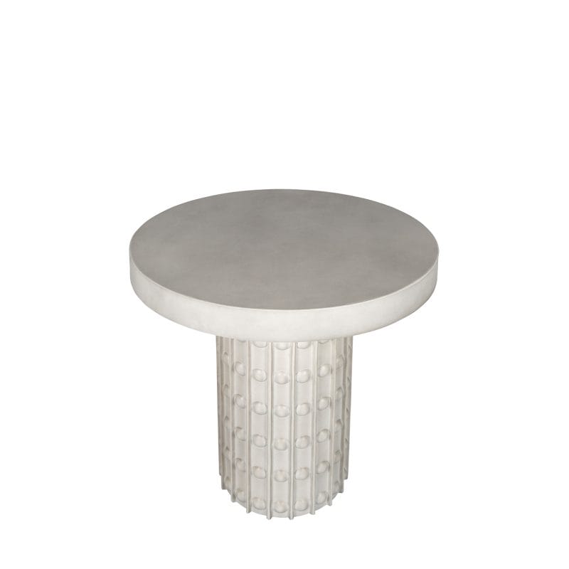 Round GFRC Dining Table with Textured Cylindrical Pedestal Base