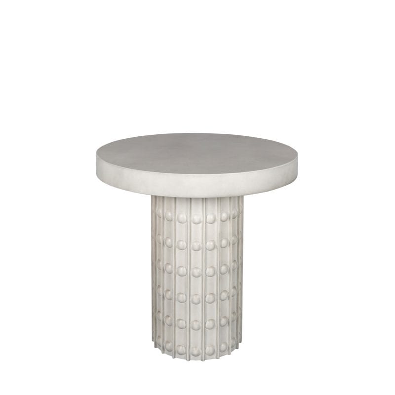 Round GFRC Dining Table with Textured Cylindrical Pedestal Base