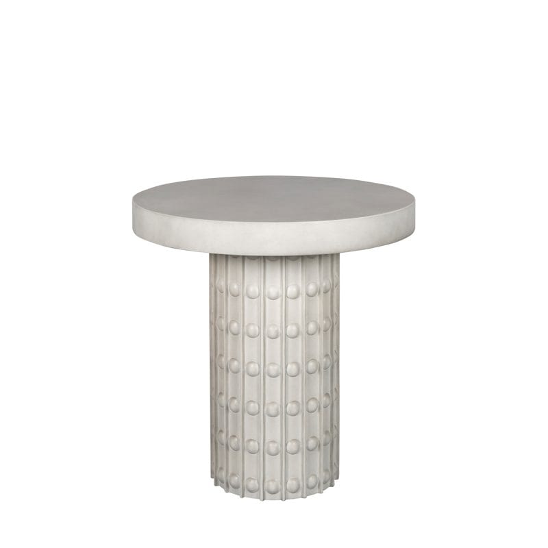 Round GFRC Dining Table with Textured Cylindrical Pedestal Base