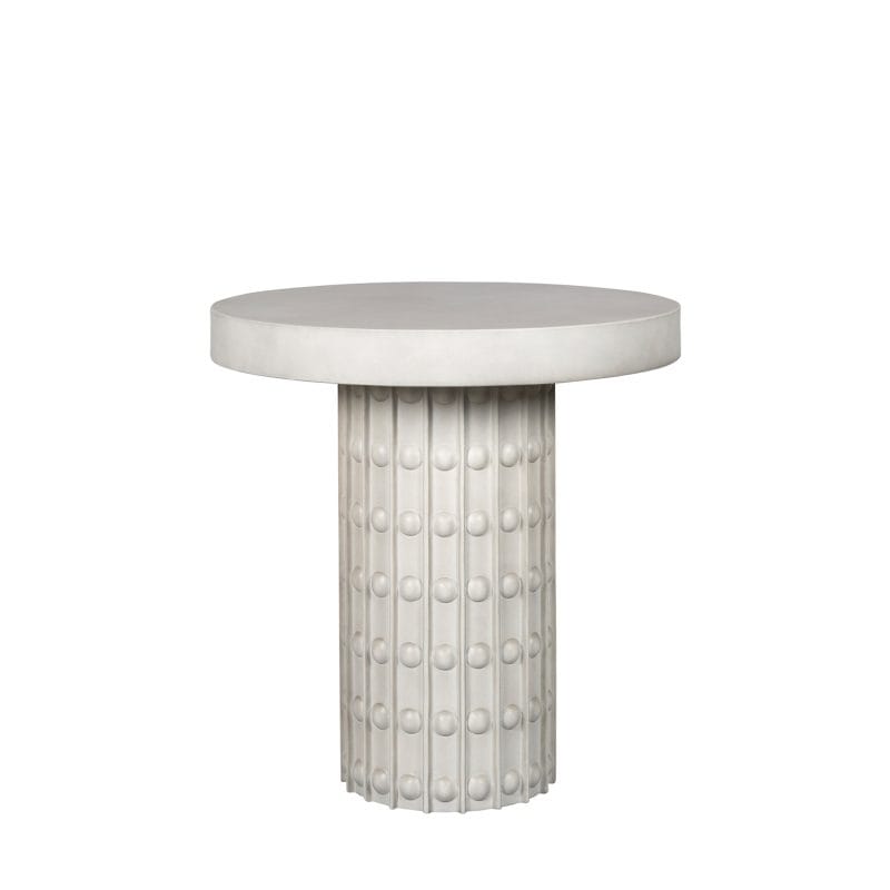 Round GFRC Dining Table with Textured Cylindrical Pedestal Base