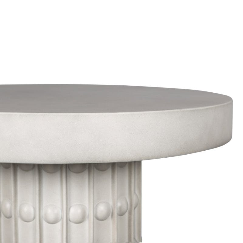 Round GFRC Dining Table with Textured Cylindrical Pedestal Base