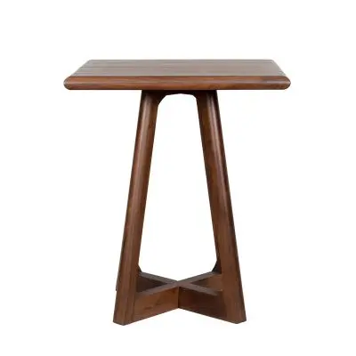 Solid Wood Bar Table with Rounded Edge Top and Cross-Leg Base