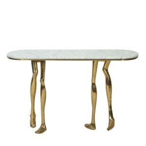 Stone & Brass Console Table with Sculptural Leg Form