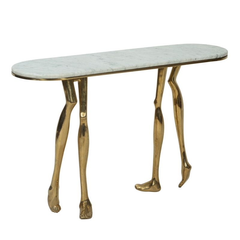Stone & Brass Console Table with Sculptural Leg Form